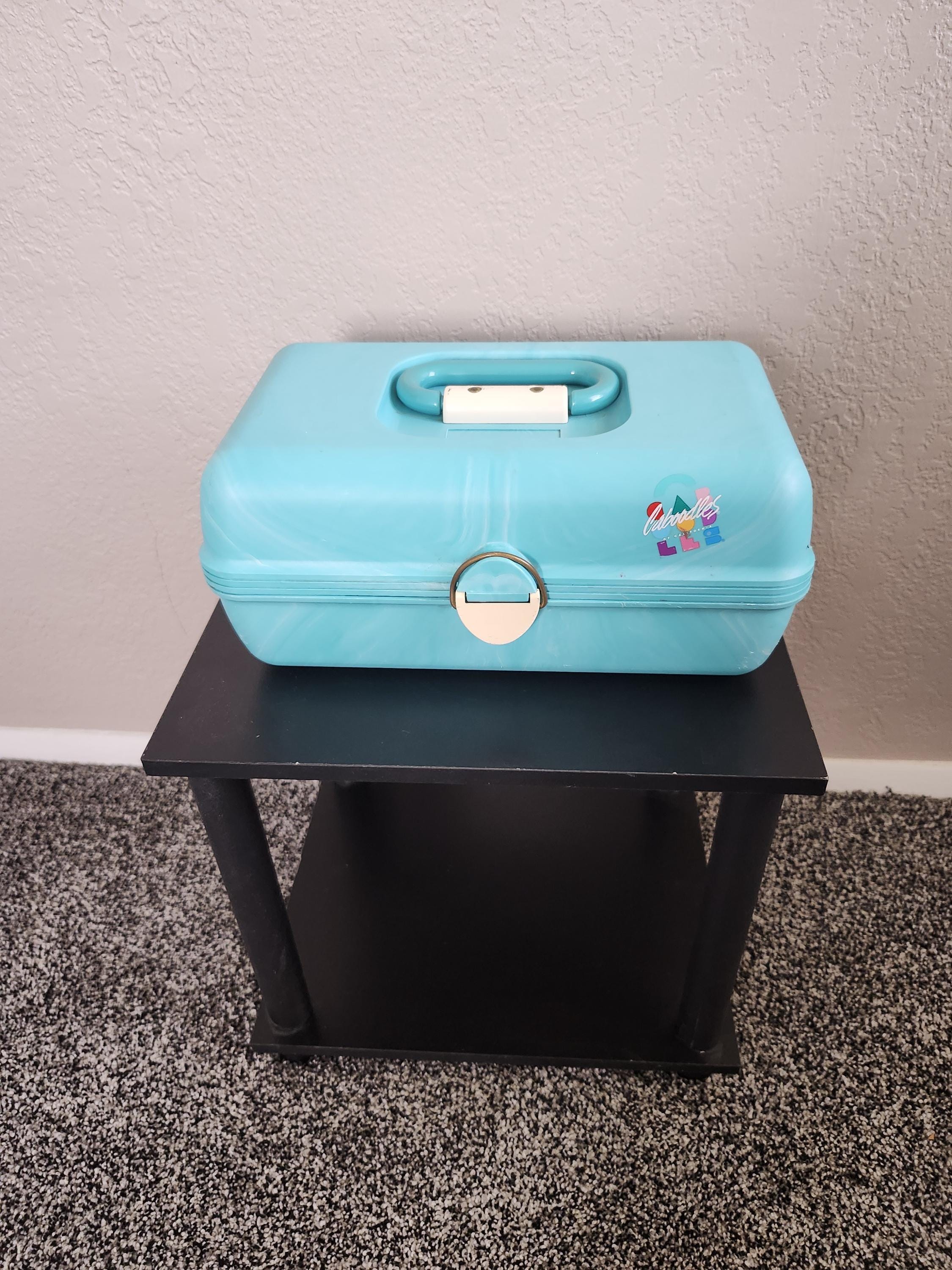 1980s-90s Aqua Green Plastic Caboodles for Make Up/crafts/markers