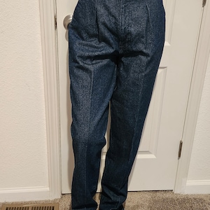 1970s-80s Women&#39;s Dark Wash High Waist/High Rise NOS Panhandle Slim Western Cut Denim Jeans Size 31/36/Vtg Mom Jeans With Pleat New With Tag