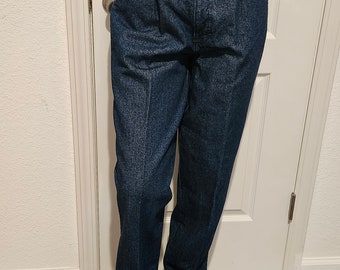 1970s-80s Mujer Dark Wash Cintura alta/Alta altura NOS Panhandle Slim Western Cut Denim Jeans Tamaño 31/36/Vtg Mom Jeans con pliegue nuevo con etiqueta