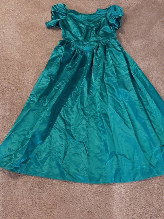 1980s-90s Womens Teal Green Satin Prom/Bridesmaid… - image 7