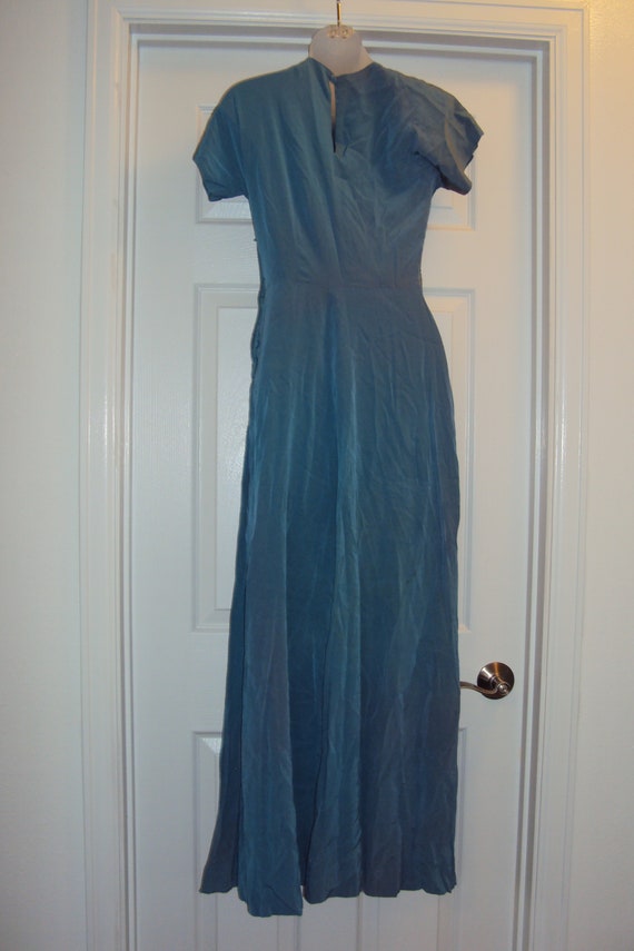 1940s Womens Teal Green Rayon Formal Dress Size S… - image 4