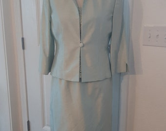 Vtg Womens Jessica Howard Evenings 3 Piece Celadon Green Formal Suit Size M/ 3 Piece Mother Of Bride Summer Light Green Skirt Suit Size M