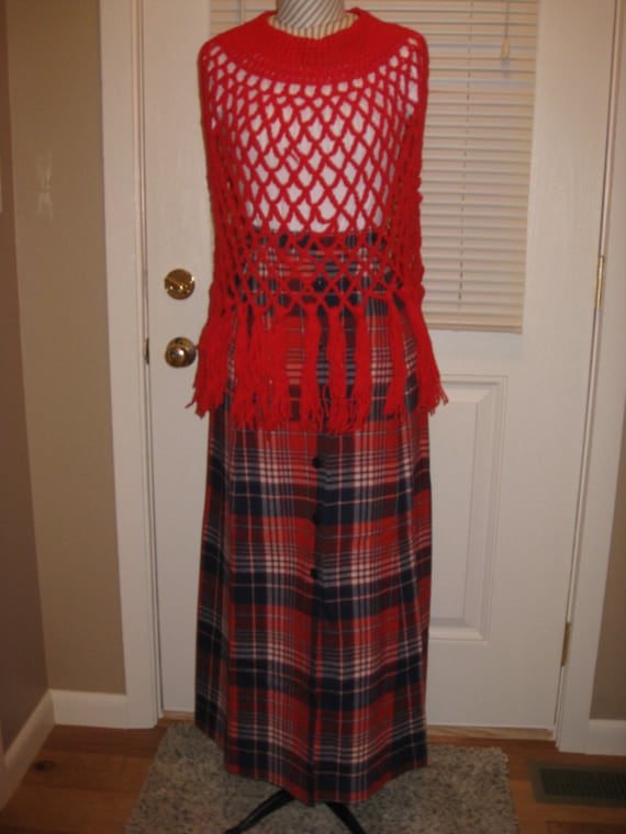 1970s Womens  Fall Pendleton Wool Plaid A Line Ma… - image 5