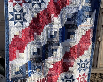 Stars Like Spaghetti - a Patriotic Quilt pattern. Quiltygirl 2024 QOV mystery