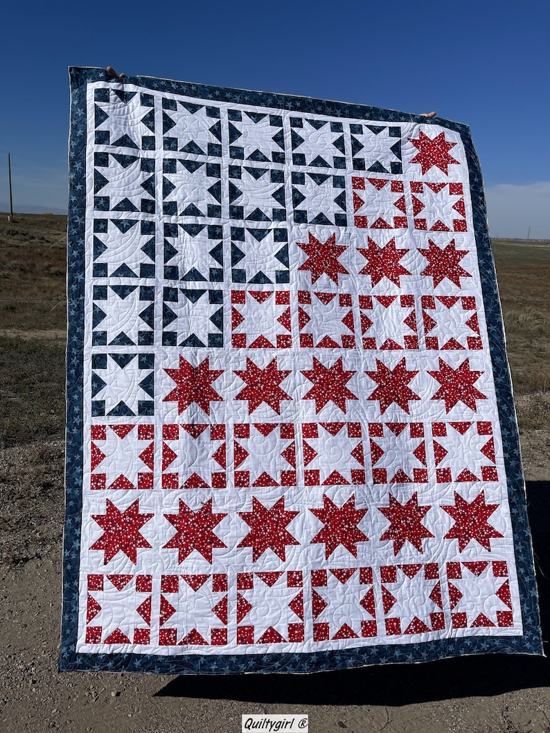 Long May She Wave A Patriotic Quilt Pattern 62 x 80 inches image 3