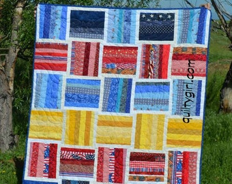 Sticks Quilt - a Colorful Jewel Toned Handmade Quilt - Perfect for all Seasons