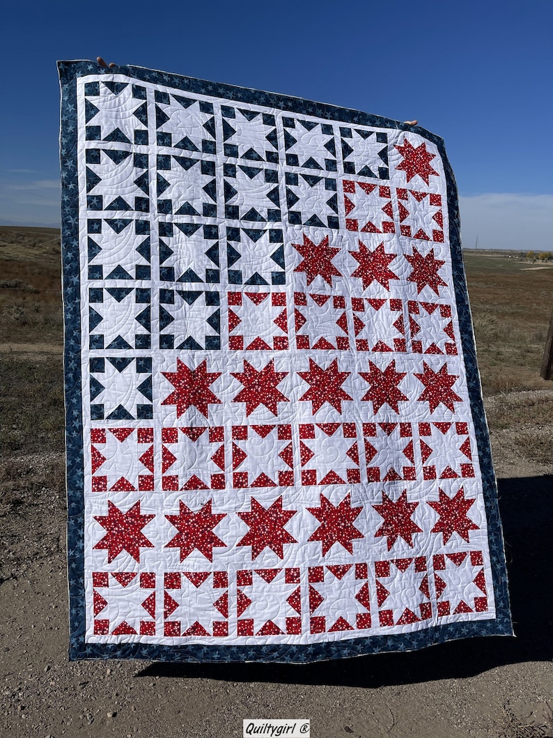 Long May She Wave A Patriotic Quilt Pattern 62 x 80 inches image 4