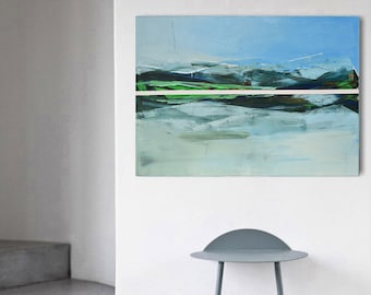 FREE SHIPPING! Oil painting, canvas art, stretched, "Lake 14". Size 39,4/ 27,6 inches (100/70cm).