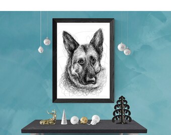 German Shepherd dog art printable download