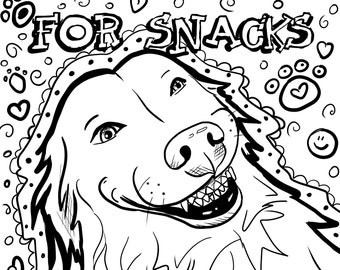 Cool funny dog coloring page, adult coloring book, my favorite breed, printable, print at home, golden retriever