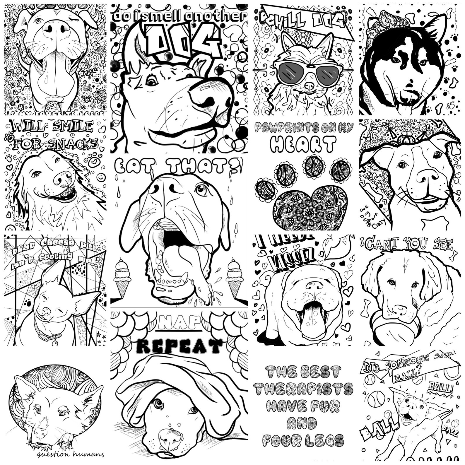 15 Page PDF Rescue Dog Coloring Page Adult Coloring Book My | Etsy