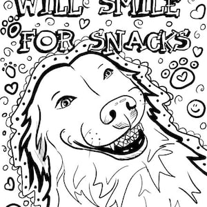 15 Page PDF Rescue Dog Coloring Page, Adult Coloring Book, My Favorite ...