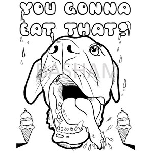 Ice Cream Funny Dog Coloring Page, Adult Coloring Book, My Favorite ...