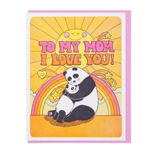 I Love You Mom Panda Letterpress Card