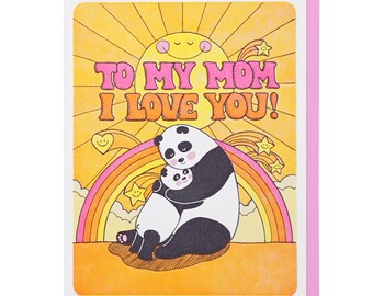 I Love You Mom Panda Letterpress Card