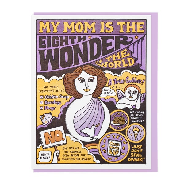 My Mom Is The Eighth Wonder Letterpress Card