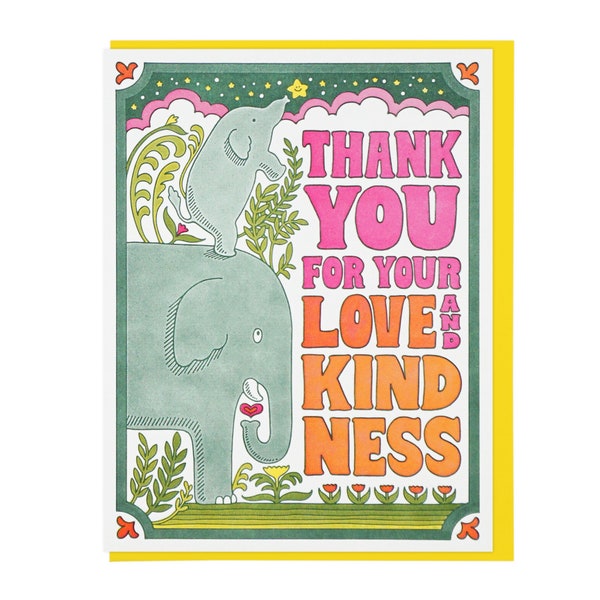 Thank You For Your Love and Kindness Letterpress Card