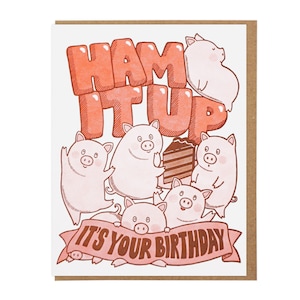 Cartão tipográfico de aniversário Ham It Up