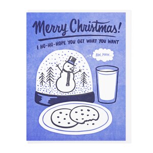 Carte typographique boule à neige bonhomme de neige