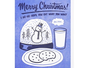 Snow Globe Snowman Letterpress Card