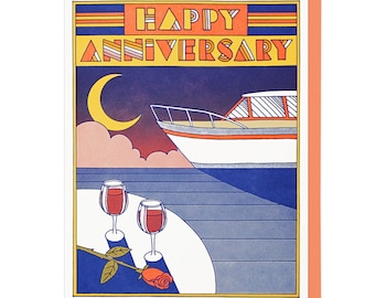 Happy Anniversary Cruise Letterpress Card