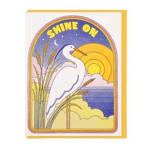 Shine On Heron Letterpress Card