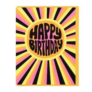 Carte typographique joyeux anniversaire Sunburst