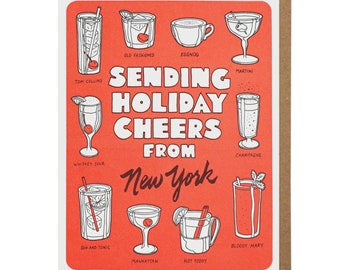 Custom Holiday Cheers Letterpress Card (Select Cities Available)