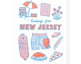 Greetings From New Jersey Letterpress Card