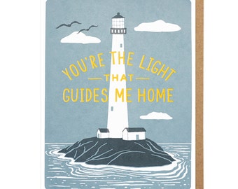 You're the Light That Guides Me Home Letterpress Card