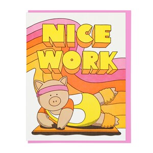 Nice Work Aerobics Pig Letterpress Card