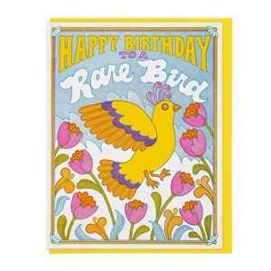 Carte typographique Joyeux anniversaire à un oiseau rare