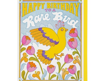 Carte typographique Joyeux anniversaire à un oiseau rare