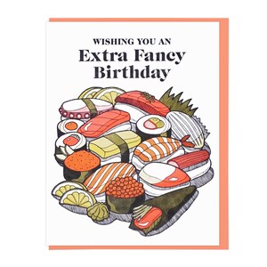 Extra Fancy Sushi Birthday Letterpress Card