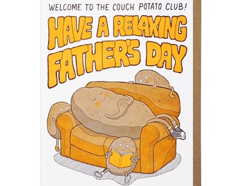 Couch Potato Father's Day Letterpress Card