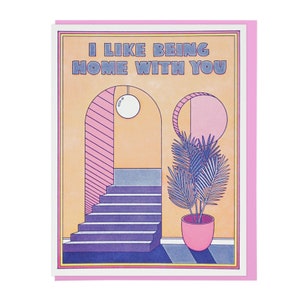 J’aime être à la maison avec toi carte typographique