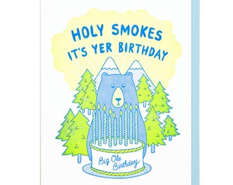Holy Smokes Birthday Letterpress Card