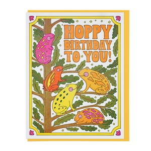 Hoppy Birthday To You Frogs Letterpress Card