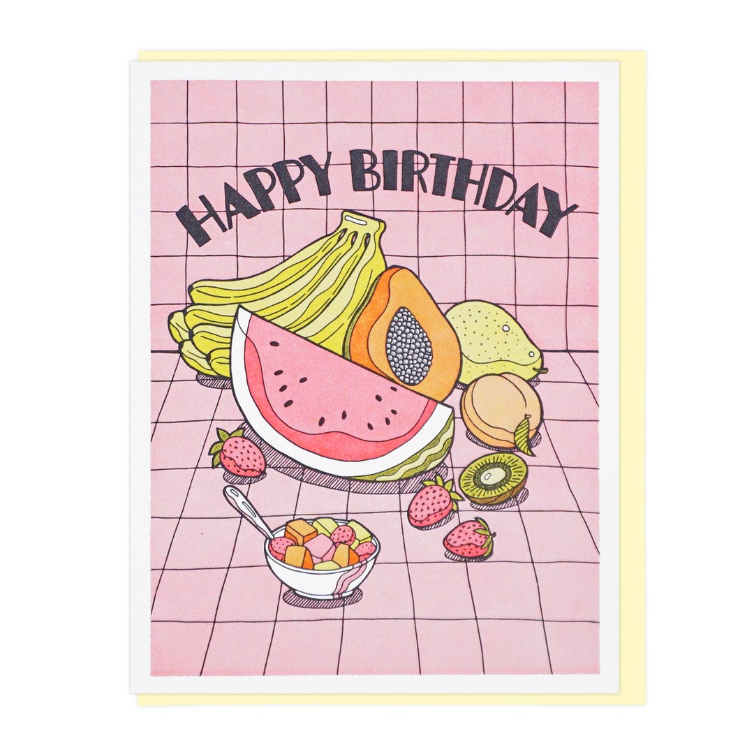 Fresh Fruits Birthday Letterpress Card - Etsy