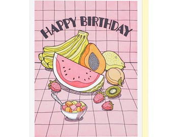 Fresh Fruits Birthday Letterpress Card