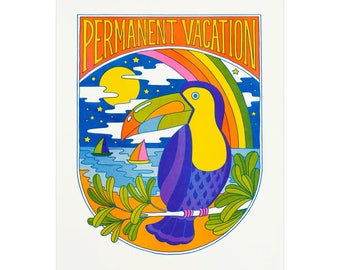 Permanent Vacation Risograph Print