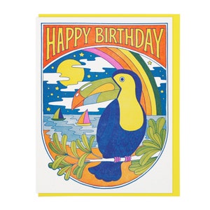 Toucan Nights Birthday Letterpress Card