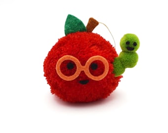 Apple and Worm Pom Pom Ornament