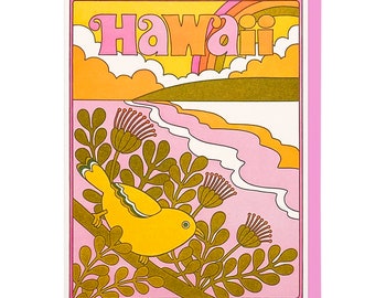 Hawaii Amakihi Letterpress Card