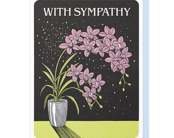 With Sympathy Orchids Letterpress Card