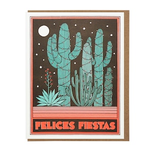 Carte typographique Felices Fiestas cactus
