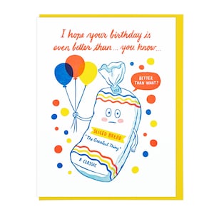 Carte typographique de pain tranché joyeux anniversaire