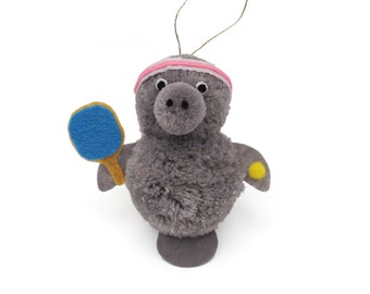 Ping Pong Manatee Pom Pom Ornament