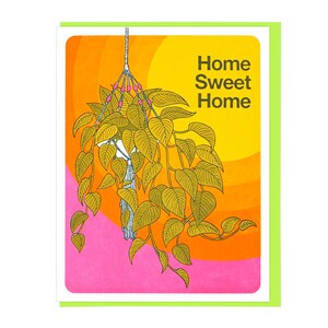 Carte typographique de plante suspendue Home Sweet Home
