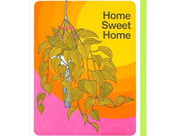 Home Sweet Home Hanging Plant Letterpress Card